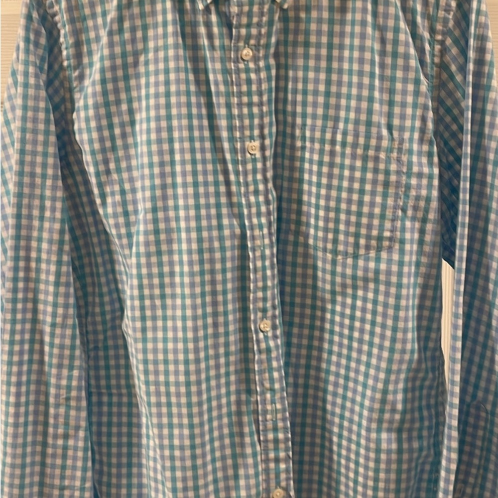 J. Crew Light Blue and White Checkered Shirt